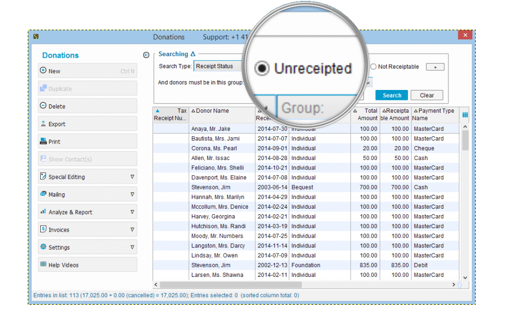 unreceipted donation tax receipts