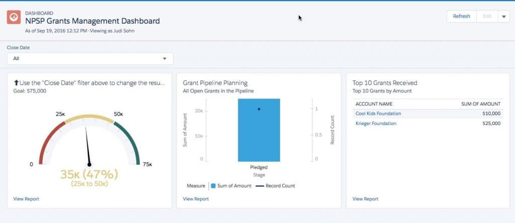 salesforce for nonprofits reports