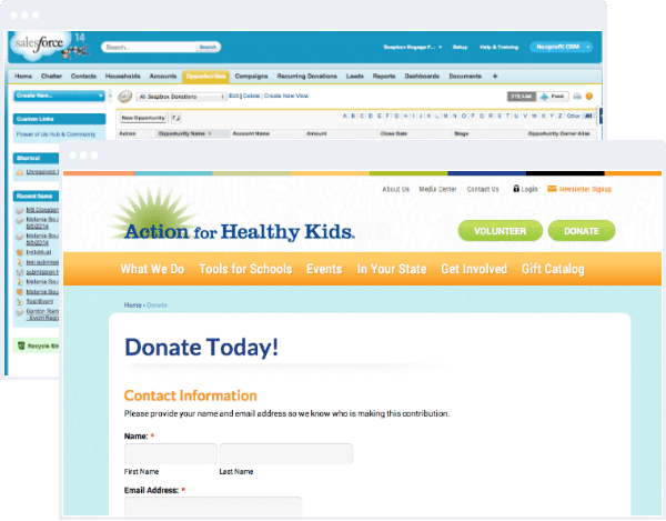 salesforce for nonprofits donation apps
